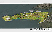 Satellite 3D Map of Snafellsnes- og Hnappadals, darken, semi-desaturated