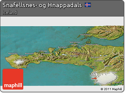 Satellite 3D Map of Snafellsnes- Og Hnappadals