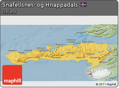 Savanna Style 3D Map of Snafellsnes- Og Hnappadals
