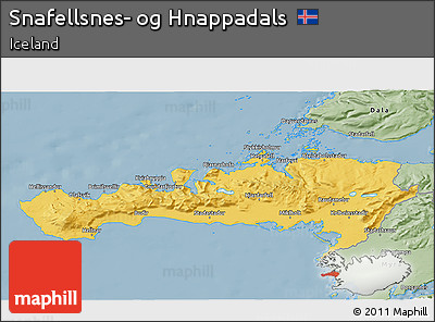 Savanna Style 3D Map of Snafellsnes- Og Hnappadals