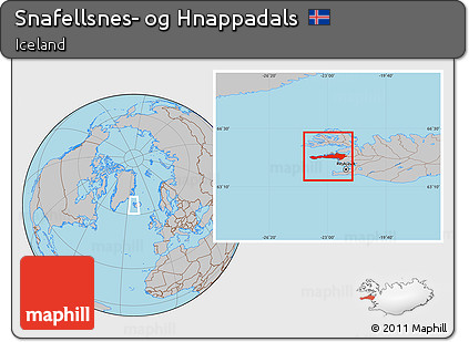 Gray Location Map of Snafellsnes- Og Hnappadals