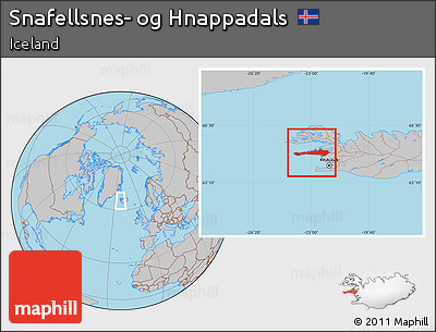 Gray Location Map of Snafellsnes- Og Hnappadals