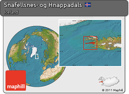 Satellite Location Map of Snafellsnes- Og Hnappadals