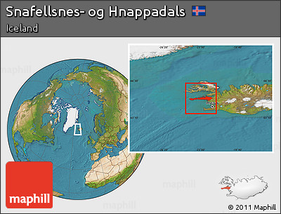 Satellite Location Map of Snafellsnes- Og Hnappadals