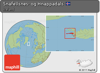 Savanna Style Location Map of Snafellsnes- Og Hnappadals