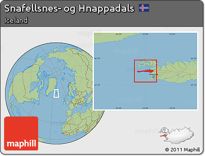 Savanna Style Location Map of Snafellsnes- Og Hnappadals