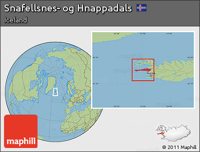 Savanna Style Location Map of Snafellsnes- Og Hnappadals