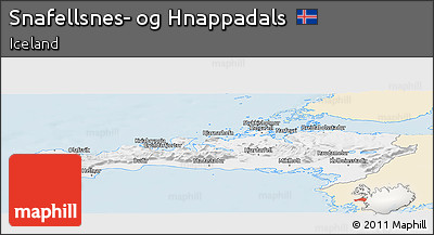 Classic Style Panoramic Map of Snafellsnes- Og Hnappadals, single color outside