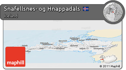 Classic Style Panoramic Map of Snafellsnes- Og Hnappadals, single color outside