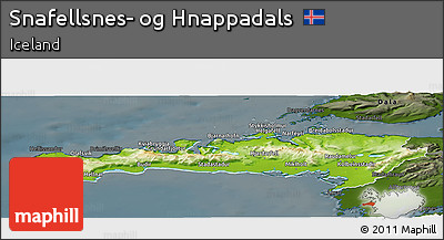 Physical Panoramic Map of Snafellsnes- Og Hnappadals, darken