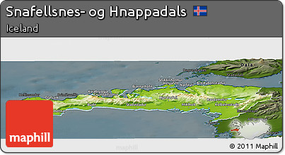 Physical Panoramic Map of Snafellsnes- Og Hnappadals, darken