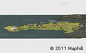 Satellite Panoramic Map of Snafellsnes- og Hnappadals, darken, semi-desaturated