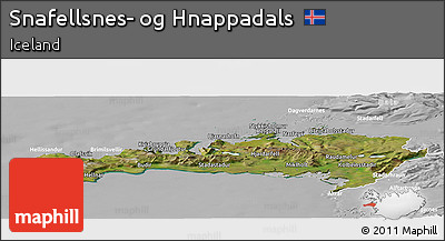Satellite Panoramic Map of Snafellsnes- Og Hnappadals, lighten, desaturated