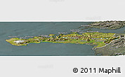 Satellite Panoramic Map of Snafellsnes- og Hnappadals, semi-desaturated