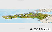 Satellite Panoramic Map of Snafellsnes- og Hnappadals, shaded relief outside