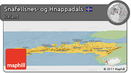 Savanna Style Panoramic Map of Snafellsnes- Og Hnappadals, single color outside