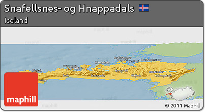 Savanna Style Panoramic Map of Snafellsnes- Og Hnappadals, single color outside