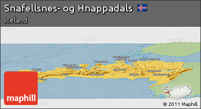 Savanna Style Panoramic Map of Snafellsnes- Og Hnappadals, single color outside