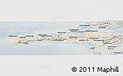 Shaded Relief Panoramic Map of Snafellsnes- og Hnappadals, semi-desaturated