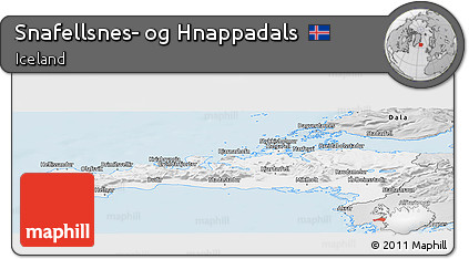 Silver Style Panoramic Map of Snafellsnes- Og Hnappadals