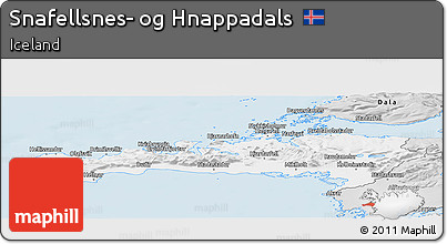 Silver Style Panoramic Map of Snafellsnes- Og Hnappadals