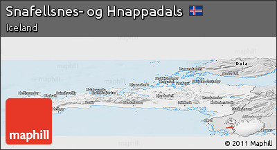 Silver Style Panoramic Map of Snafellsnes- Og Hnappadals
