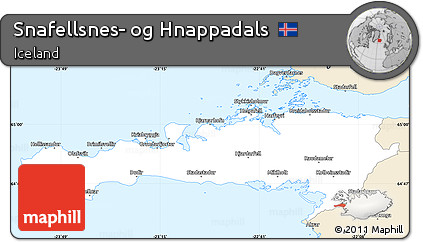 Classic Style Simple Map of Snafellsnes- Og Hnappadals