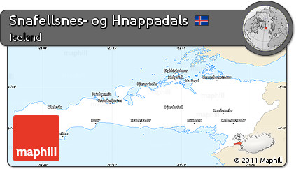 Classic Style Simple Map of Snafellsnes- Og Hnappadals, single color outside