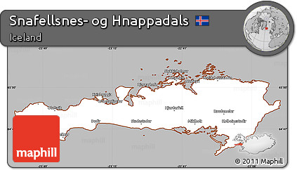 Gray Simple Map of Snafellsnes- Og Hnappadals, cropped outside
