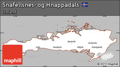 Gray Simple Map of Snafellsnes- Og Hnappadals, cropped outside