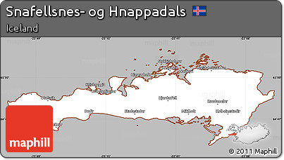 Gray Simple Map of Snafellsnes- Og Hnappadals, cropped outside