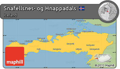 Savanna Style Simple Map of Snafellsnes- Og Hnappadals