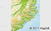 Physical Map of Sudur-Múlasýsla