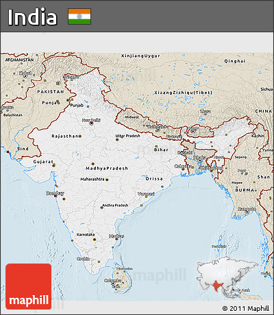 Classic Style 3D Map of India