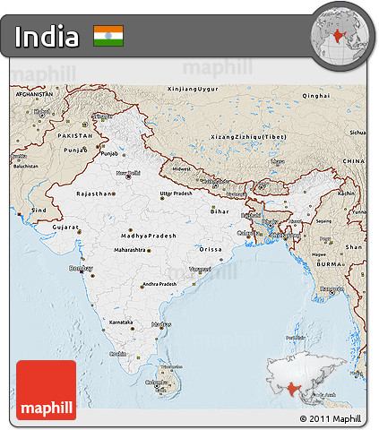 Classic Style 3D Map of India