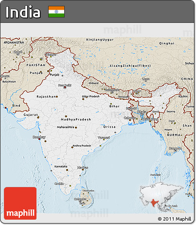 Classic Style 3D Map of India