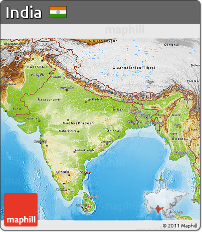 Physical 3D Map of India