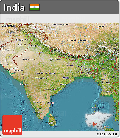 Satellite 3D Map of India