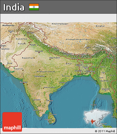 Satellite 3D Map of India