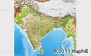 Satellite 3D Map of India, physical outside