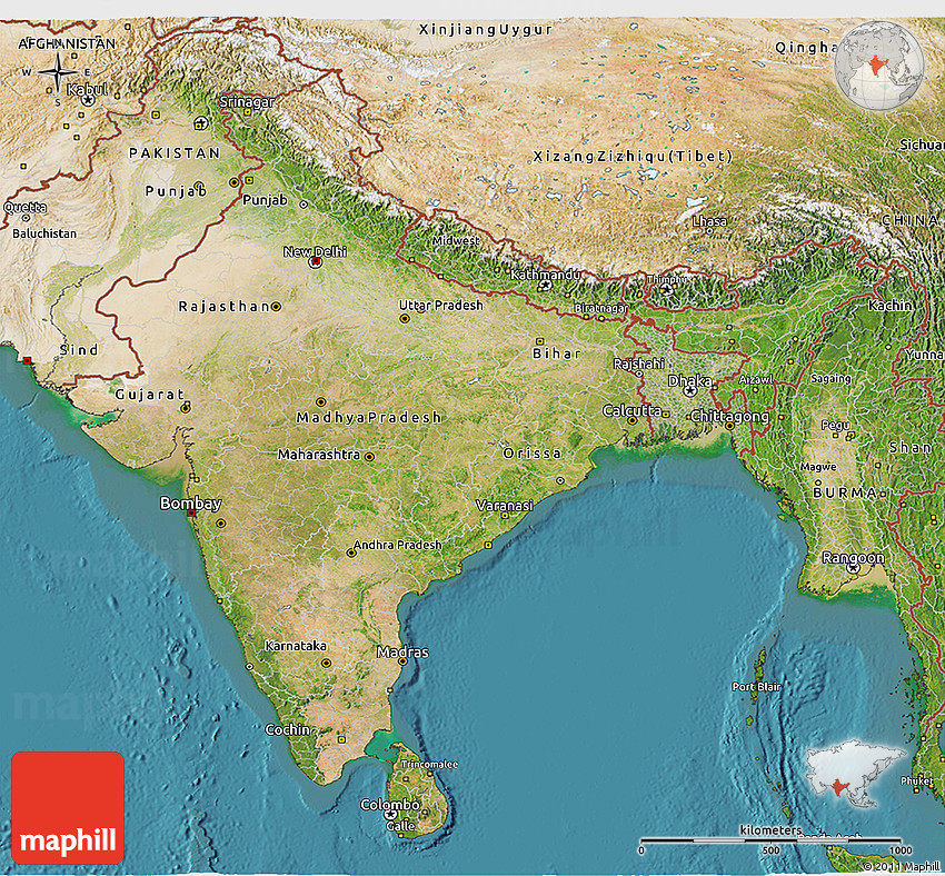 Satellite Map Of India Satellite 3D Map Of India