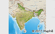 Satellite 3D Map of India, shaded relief outside