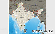 Shaded Relief 3D Map of India, darken, land only