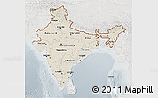 Shaded Relief 3D Map of India, lighten, semi-desaturated