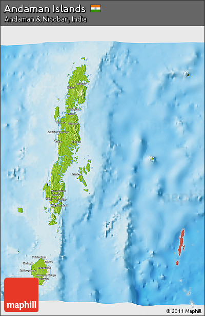 Physical 3D Map of Andaman Islands, shaded relief outside