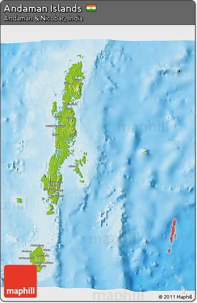 Physical 3D Map of Andaman Islands, shaded relief outside