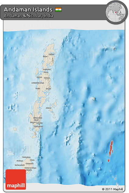 Shaded Relief 3D Map of Andaman Islands