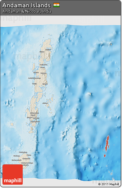 Shaded Relief 3D Map of Andaman Islands