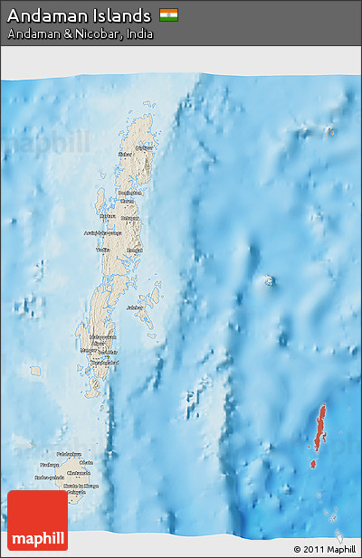 Shaded Relief 3D Map of Andaman Islands