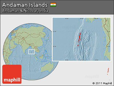 Savanna Style Location Map of Andaman Islands, hill shading